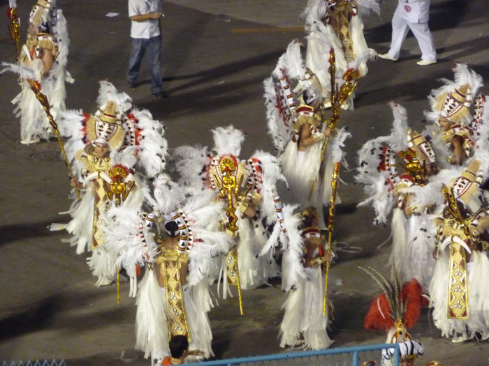 Costumed parade marchers