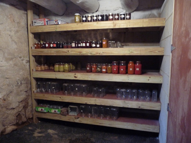 Shelves in root cellar