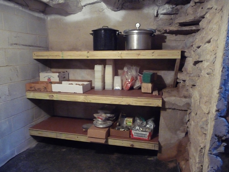 Shelves in root cellar