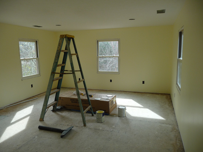 Second floor, new room, first coat of paint