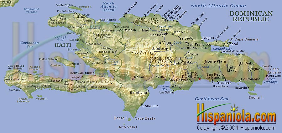 Map of Haiti and Dominican Republic