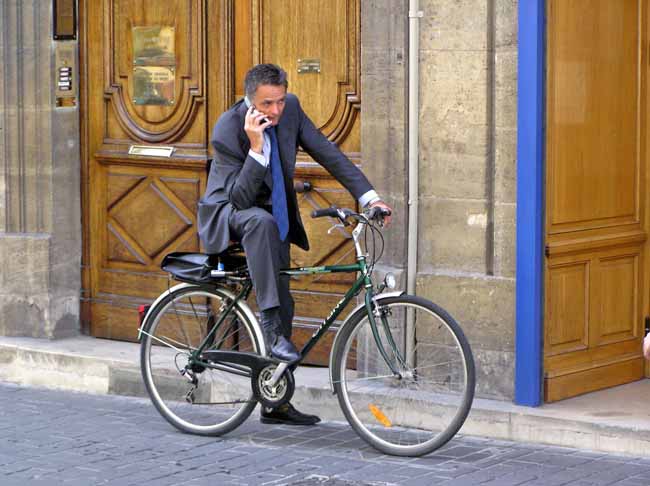 Bicyclist on cell phone